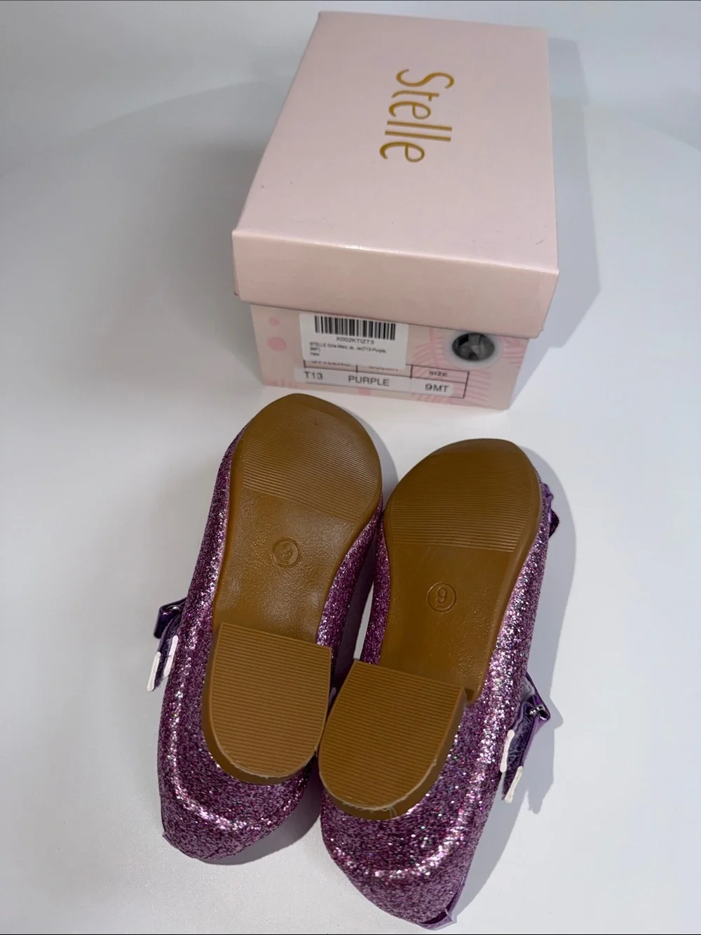 💜NWT STELLE GIRLS CROWN PURPLE GLITTER MARY JANE DRESS SHOE SIZE 9 TODDLER